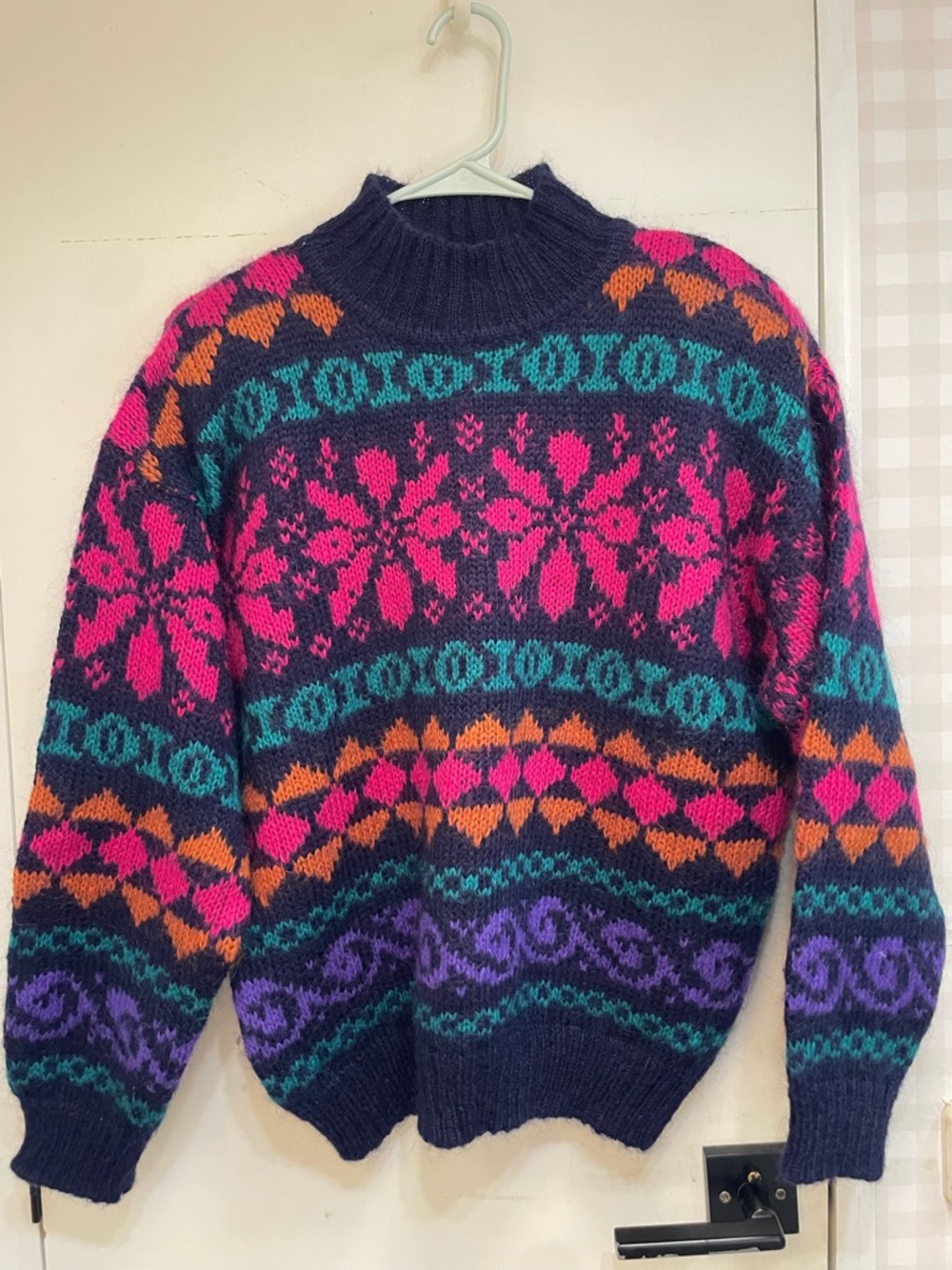 Mohair blend 80s vintage sweater jumper pattern school teacher eclectic grandpa